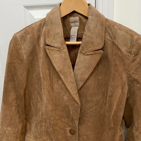 Vintage Massini Brown Genuine Leather Suede Blazer, Small - Picture 4 of 14